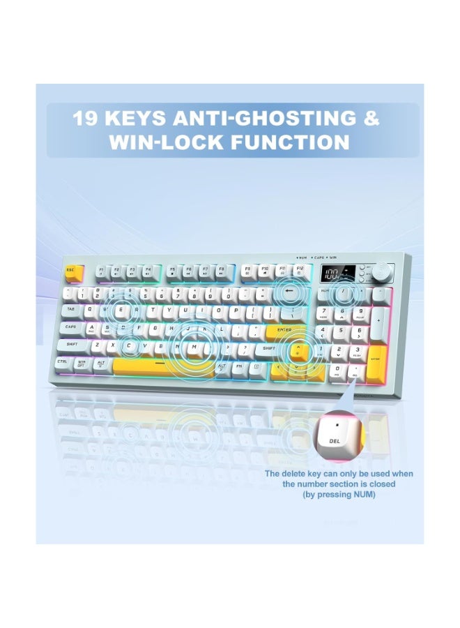 onikuma G80 3-Mode Connectivity Wireless, Bluetooth & Wired Keyboard Creamy Membrane Quiet Typing with Rainbow Backlight, with LCD Screen & Multifunction Knob,200H Battery, 94 Key PBT Keycaps - Image 3